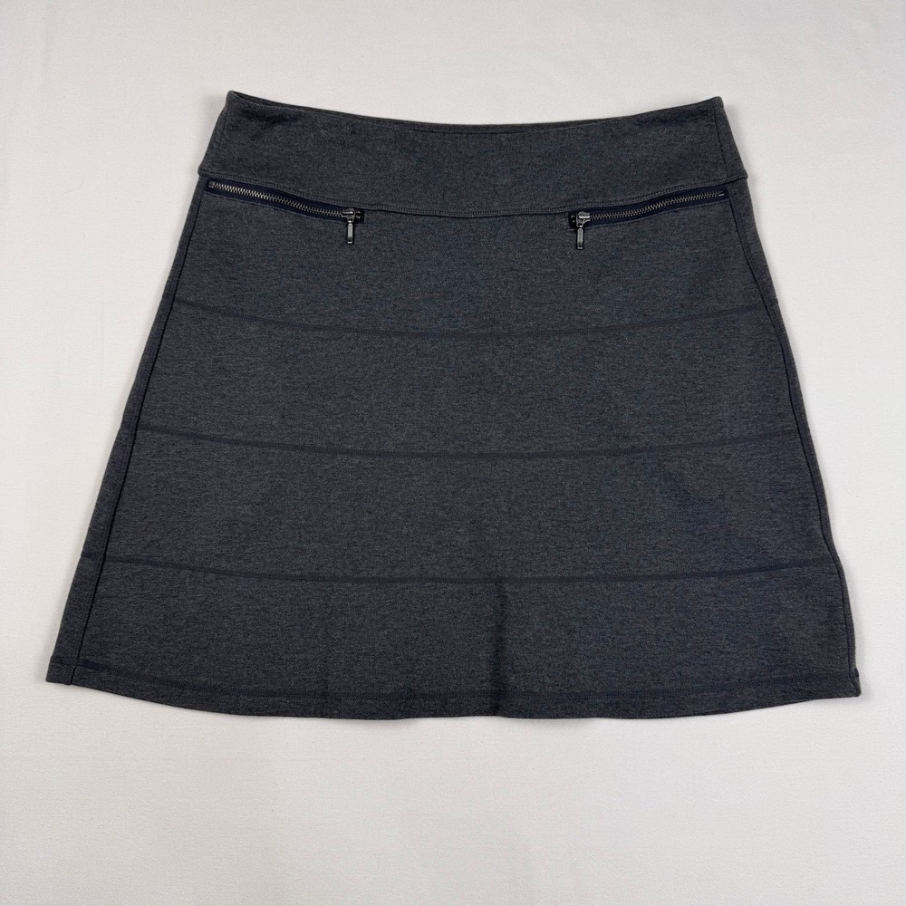 Athleta Skirt Womens Medium Gray Zipper Pockets A-Line Tiered